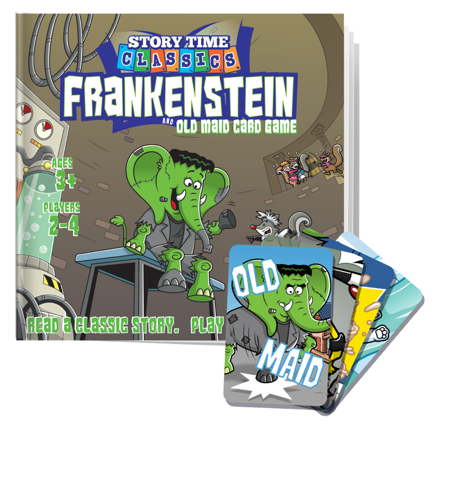 Story Time Classics - Frankenstein and Old Maid Card Game 2-in-1 Playset